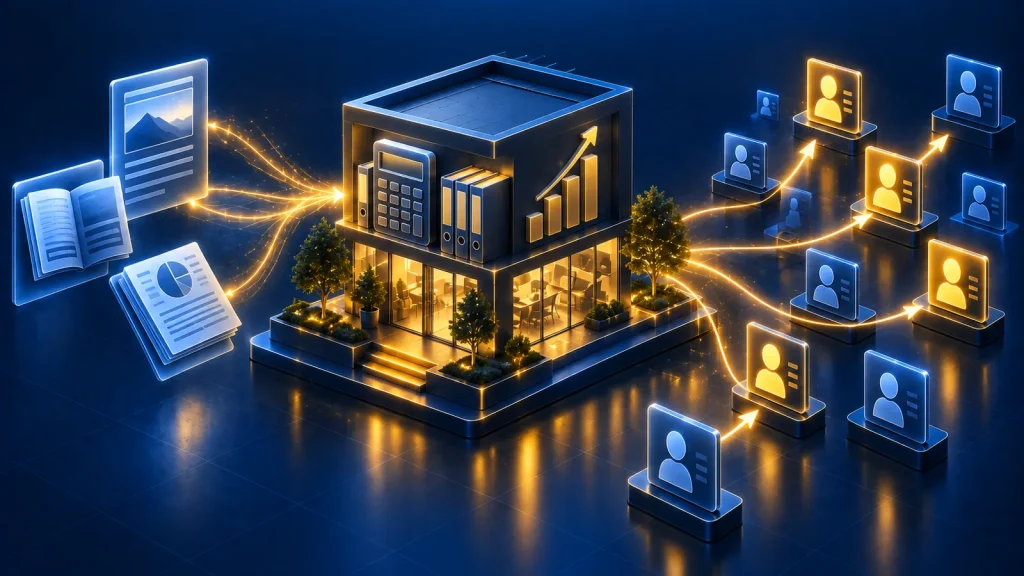 Illustration du marketing d'un cabinet d'expertise comptable : des contenus qui attirent de nouveaux clients vers le cabinet