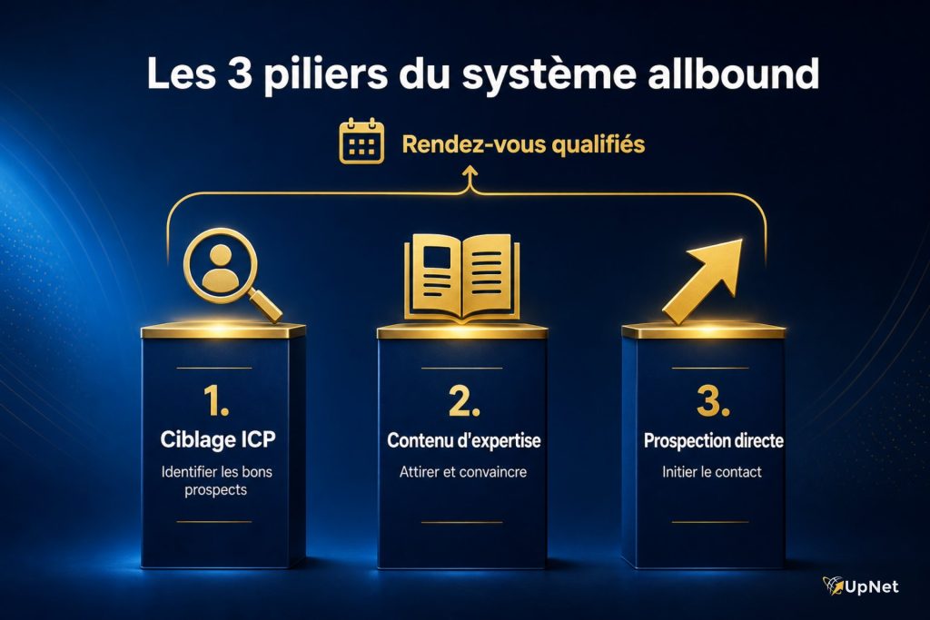 Allbound Marketing : Comment Combiner Prospection Et Contenu Pour Générer Des Rendez-Vous B2B Les trois piliers du système allbound : ciblage, contenu et prospection